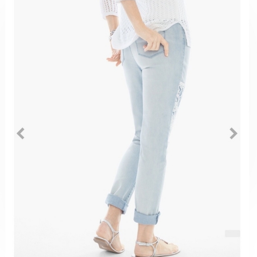 Chico's Light Blue Patchwork Ankle Jeans - Picture 2 of 9